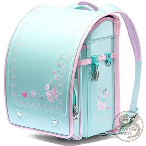 Randoseru Zaino Scuola Giapponese Bambina Cuore Nastro Ricamo Bianco Verde - Foto 1 di 8