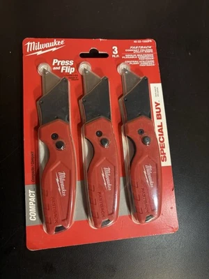 PACK 3 - Cuchillo utilitario plegable Milwaukee Fastback - rojo (48-22-1500PA) Foto 1 de 2