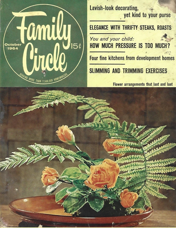 OCTOBER 1964 FAMILY CIRCLE MAGAZINE EXERCISES CHILDCARE DECORATING COOKING HOMES - Image 1 of 1