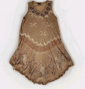 Bohemian Sleeveless Dress Swim Beach Cover Up ONE SIZE By Royal Paisley Fringe - Picture 1 of 7