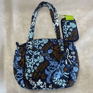 Neu ohne Etikett Vera Bradley Beuteltasche Java Blumenmuster blau braun Beuteltasche & Doppelösenetui - Bild 1 von 12