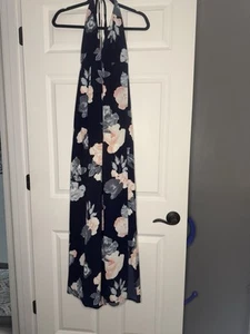 Vestido Simplee Halter Grande Azul con Multicolor Floral - Imagen 1 de 2