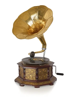Trichtergrammophon Messing Grammphon Antik Schellackpalle  Gramophone Art Deco - Bild 1 von 4