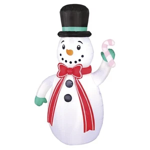 7' LED Light Snowman w/ Long Bow Christmas Inflatable Outdoor Yard Holiday Decor - Picture 1 of 9