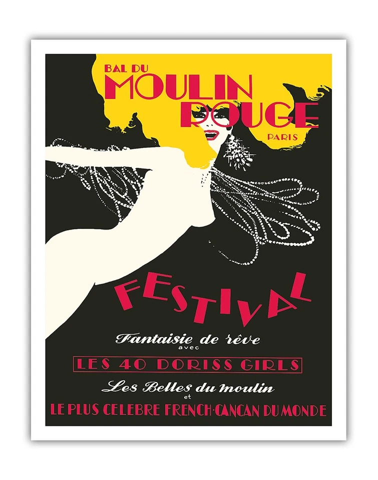 Moulin Rouge Paris - Festival de Fantasia dos Sonhos - Pôster Vintage Cabaré René Gruau - Imagem 1 de 1