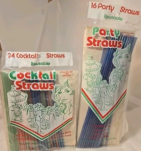 Vintage 1976 Cocktail Party Strohhalme Kunststoff Barzubehör Tanzen  - Bild 1 von 8