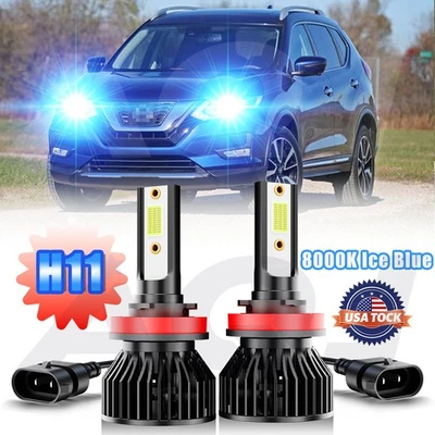 2pcs LED Headlight Low Kit H11 80000K COB Bulbs for Nissan Rogue 2008-2019 - Image 1 of 4