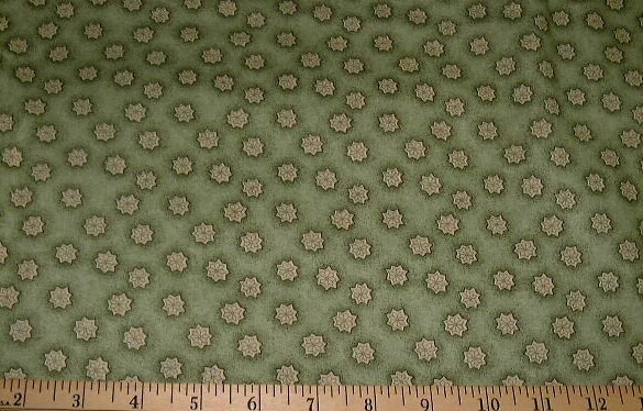 DEBBIE MUMM Fabric - SANTA'S VILLAGE - Snowflakes on Light Green - 23" REMNANT - Image 1 of 1