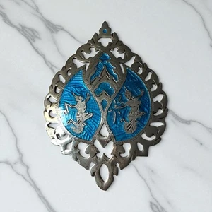 Excelente broche broche vintage grande de plata esterlina esmalte azul SIAM bailarina japonesa - Imagen 1 de 5