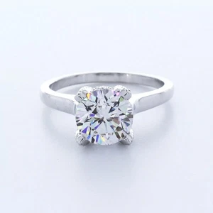 Seitenstein Verlobungsring massiv 14K Gold 2,03 ct rund Lab-gezüchtet Diamant F VS2 - Bild 1 von 8