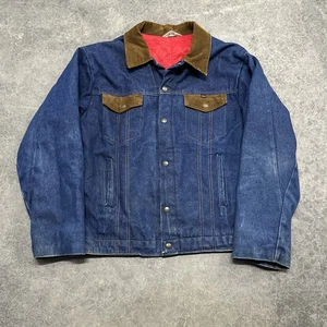 VTG Key Imperial Denim Trucker Jacket - Insulated - Corduroy Collar - Mens XL - Picture 1 of 6