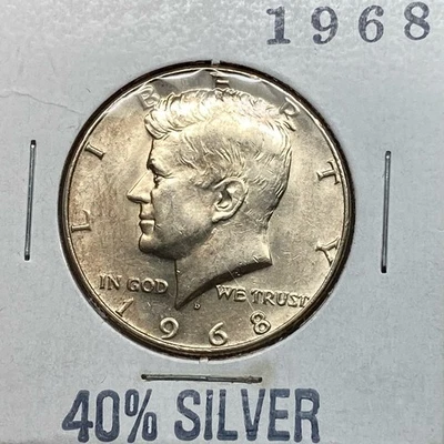 1968-D BU. Medio dólar Kennedy 40% plata 50 centavos. MONEDA REAL MOSTRADA EN FOTOS. Foto 1 de 2