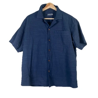 Camisa PJ Paul Jones Para Hombres M Manga Corta Textura Abotonada Preppy Azul Marino Playa Foto 1 de 4