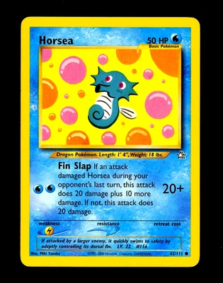 Pokemon HORSEA Neo Genesis INK ERROR Unlimited Edition MISPRINT Card 62/111 WotC - Image 1 of 3