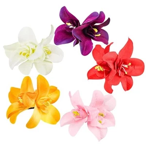 5Pcs Artificial Flower Hair Clip Bohemian Hawaiian Hibiscus Hairpin - Picture 1 of 3