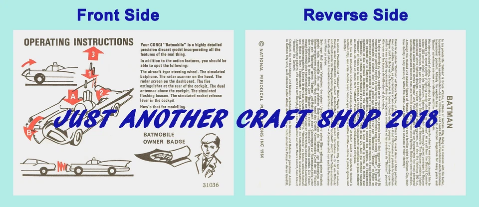 Corgi Jouets 267 Batman Batmobile Rouge Roue Exploitation Instruction Dépliant - Photo 1/1
