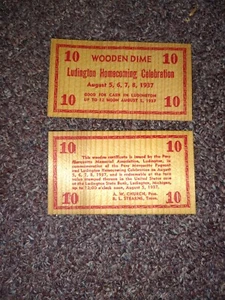 Two 1937 Wooden Dimes Ludington, MI - Picture 1 of 1