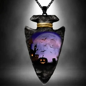 Kreative Halloween Nacht Muster Horror Nacht Pfeilspitze Stil Anhänger Halskette - Bild 1 von 4