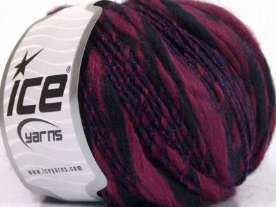 Thick Thin Color Glitz #56987 Wine Purple Black Wool Acrylic Alpaca Yarn 50g 65y - Image 1 of 3