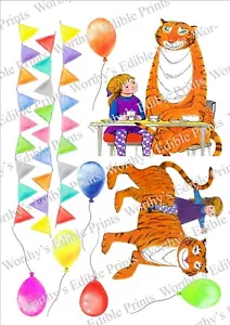 The Tiger Who Came To Tea, Bunting, Inspired Printed Cake Topper Edible Icing - Picture 1 of 1