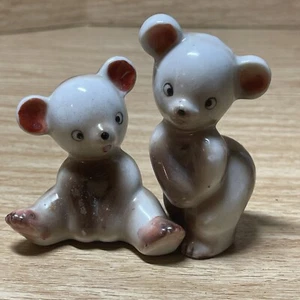 2 Vintage Japan bear figurines miniature pair figures ceramic knick knacks - Picture 1 of 9