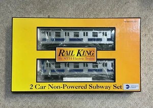 D Train blue Stripe MTH RAIL KING 30-2161 1970 2 Non Powered Subway Cars O Scale - Picture 1 of 18