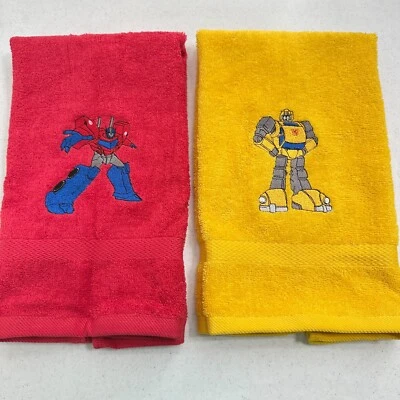 Transformers Towels Embroidered Autobots Hand Towel Set Optimus Bumblebee Robots - Image 1 of 4