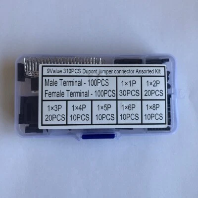310PCS Male Female Dupont Wire Jumper and Female Header Connector Housing Assort