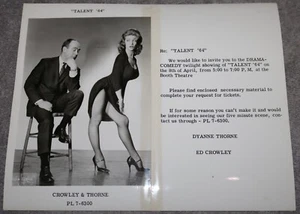 VINTAGE 50ER JAHRE FOTO DYANNE THORNE ED CROWLEY STAND THEATER WERBUNG - Bild 1 von 4