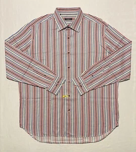 Saks Fifth Avenue Hidden BTN-Down Striped Long Sleeve Men Cotton Shirt Sz XXL - Picture 1 of 12