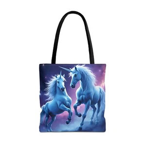New Magical Blue Unicorns in Space Tote | Weekender Overnight Travel Bag - Picture 1 of 11