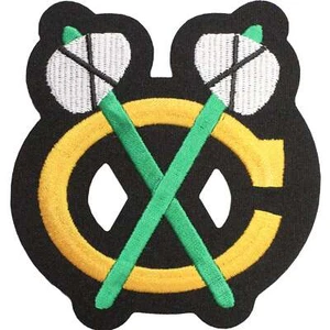 Chicago Blackhawks Shoulder Logo Emblem Team Home Jersey Patch Green Tomahawks - Picture 1 of 2