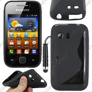 Housse Coque Silicone S-line Gel Noir pour Samsung Galaxy Y S5360 + Mini Stylet - Photo 1 sur 1