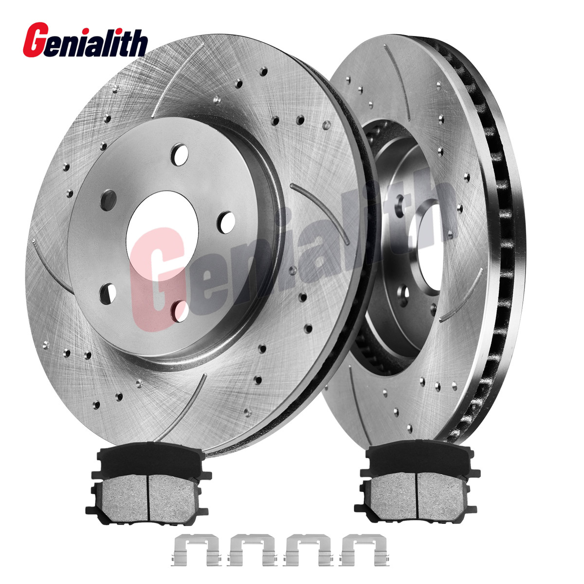 Ohivraz Drilled & Slotted Brake Rotors Set (4 Pc) – Front & Rear Replacement For Chevy Equinox, Malibu, Buick Envista, GMC Terrain & More