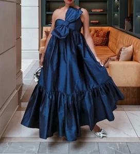 Atsu Sally Bow Midi Maxi Dress Navy Blue XL - Bild 1 von 4