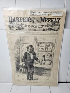 1881 Original THOMAS NAST SANTA CLAUS WEIHNACHTSDRUCK HARPER’S WEEKLY - QUALITÄT! - Bild 1 von 18