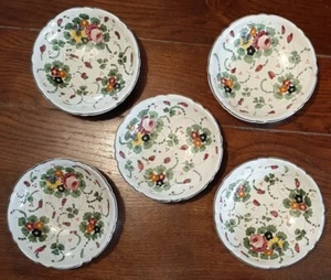 LOTTO 5 COPPETTE MAIOLICA DI CASTELLI SIMONETTI CM. 14 Dipinto a mano ITALY - Foto 1 di 4