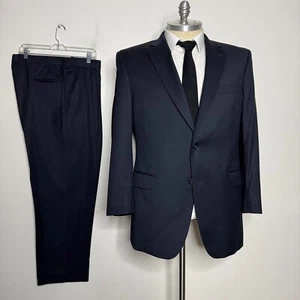 Jos. A. Bank Men's 46L Blue Wool Two-Piece Suit 38W Pants Solid - Picture 1 of 14