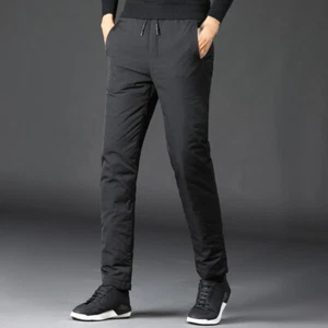 Fashion Winter Mens Duck Down Warm Pants Outdoor Windproof Quilted Slim Trousers - Picture 1 of 6