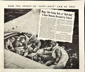 1946 IT&T "Huff-Duff" Radio Direction Finder Fighting U-Boats Vintage Print Ad - Picture 1 of 7