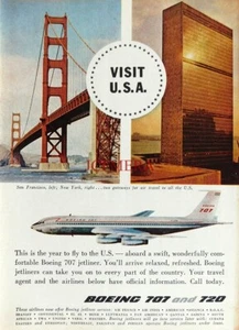 BOEING 707 & 720 Jetliners 'Fly to the USA' ADVERT 1961 Vintage Print 673/39 - Picture 1 of 1