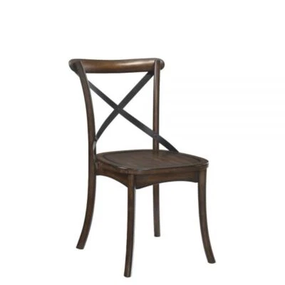ACME Kaelyn Black X-Shape Metal Back & Dark Oak Wooden Finish 35"H Side Chair - Image 1 of 4