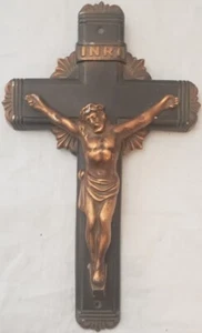 Vintage NMP Co Crucifix No 9 Heavy Art Deco Wall Cross N.M.P. Co. - Picture 1 of 4