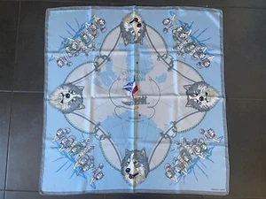 Foulard Hermès intitulé Expeditions polaires Françaises / taille 90 / Bleu gris - Imagen 1 de 10