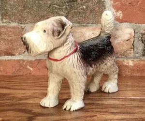 Cast Iron Black & White Fox Terrier Dog 7” Long Model Figurine - Picture 1 of 5
