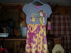 DISNEY PRINCESS GIRLS SUMMER DRESS SIZE XS 4-5 GRAY CASUAL TRUE BEAUTY SCHOOL   - Picture 1 of 1
