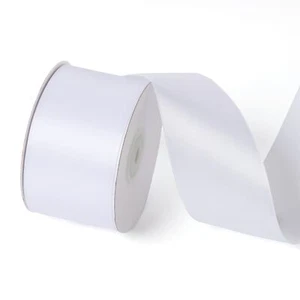 White Single Face Satin Ribbon 2" x 25 Yards Gift Wedding Hair Bows Crafts - Picture 1 of 7