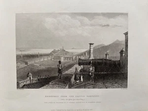 1837 Estampado antiguo; Edimburgo del castillo Rampants después de Bartlett - Imagen 1 de 2