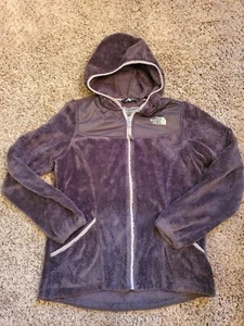 Girls Charcoal Dark Gray Grey North Face Fuzzy Full Zip Fleece Jacket  L 14/16 - Picture 1 of 4