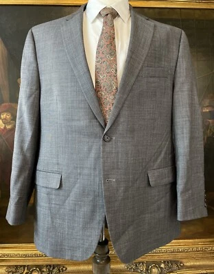 Chaps 46R 100% Wool Gray Hopsack 2 Button Blazer Jacket Sport Coat - Image 1 of 4